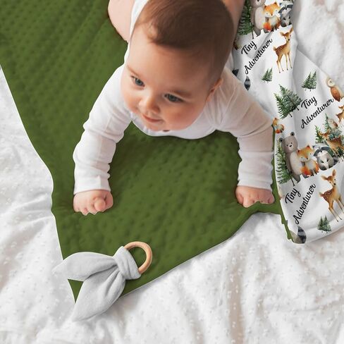 Baby Blankets for Girls Boys 30" x 40", Soft Double Layer Minky Blanket with Dotted Fleece Back, Nursery Bed Receiving Quilt Newborn Infant Toddler Shower Gift Forest Animals Adventure Theme in Kuwait
