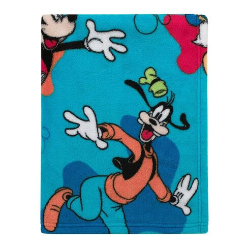 Disney Mickey Mouse Blue, Red, and Green, Donald Duck, Pluto, and Goofy Fun Starts Here Super Soft Toddler Blanket in Kuwait