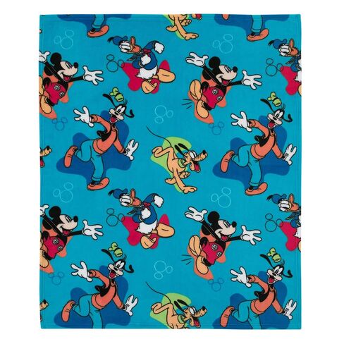 Disney Mickey Mouse Blue, Red, and Green, Donald Duck, Pluto, and Goofy Fun Starts Here Super Soft Toddler Blanket in Kuwait