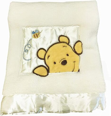 Danica Soft Coral Fleece Baby Blanket, Cute Animal Pattern, 40" X 30" Cozy, Comfortable & Warm (Ivory) Winnie Bear in Kuwait