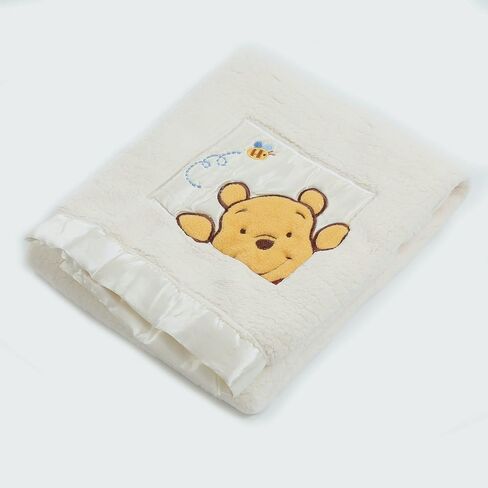 Danica Soft Coral Fleece Baby Blanket, Cute Animal Pattern, 40" X 30" Cozy, Comfortable & Warm (Ivory) Winnie Bear in Kuwait