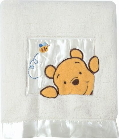 Danica Soft Coral Fleece Baby Blanket, Cute Animal Pattern, 40" X 30" Cozy, Comfortable & Warm (Ivory) Winnie Bear in Kuwait