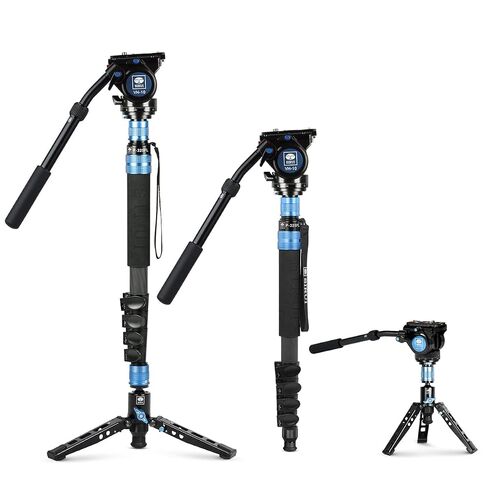SIRUI P-325FL Carbon Fiber Camera Monopod Kit, 70.7" Lightweight Professional Video Monopod with VH-10 Fluid Video Head, Tripod Base, Flip Locks for DSLR Camera, Max Loading 13.2lbs in Kuwait