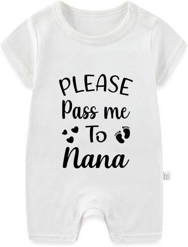 Please Pass Me to Nana Bodysuit, Funny Baby Coming Soon Clothes, Grandma Infant Clothing, Newborn Fashion Outfits in Kuwait