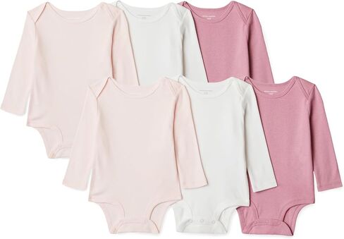 Amazon Essentials Unisex Babies' Long-Sleeve Cotton Bodysuits, Pack of 6 in Kuwait