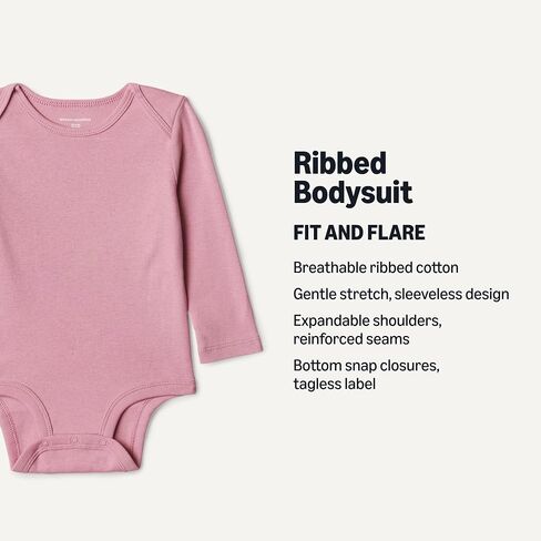 Amazon Essentials Unisex Babies' Long-Sleeve Cotton Bodysuits, Pack of 6 in Kuwait