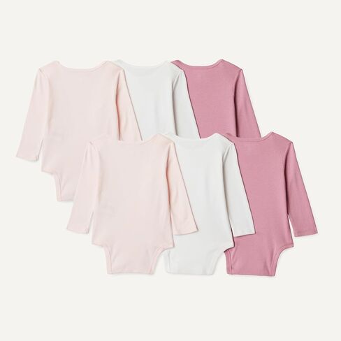 Amazon Essentials Unisex Babies' Long-Sleeve Cotton Bodysuits, Pack of 6 in Kuwait