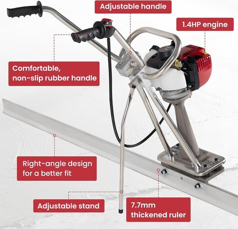 1.4HP Concrete Power Screed with 10ft & 14ft Aluminum Boards, Vibrating Screed Concrete Tool 8000RPM with Adjustable armrests and brackets for Construction in Kuwait