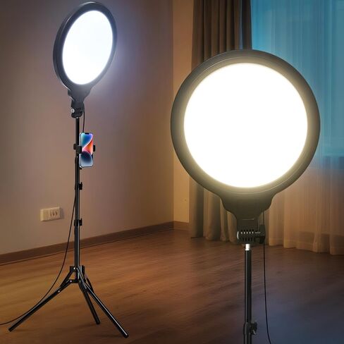 Large Ring Light with Stand for iPhone iPad, 19" Professional Ring Light Tripod with Wheels, 3 Phone Holders & 1 iPad Holder, Big Ringlight Rolling for Photography, YouTube, TikTok, Video Recording in Kuwait
