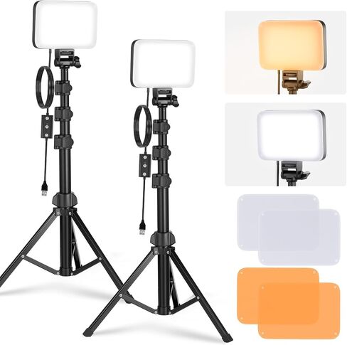 NEEWER BASICS15W 10.8" LED Video Light Panel Lighting Kit with 63" Tripod Stand/Phone Holder,Edge Lit Bi Color Dimmable Full Screen Light 816lux CRI95+ for Photography Filming Recording Streaming,L220 in Kuwait