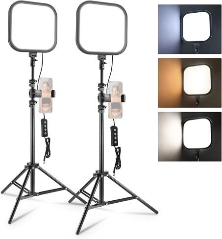 NEEWER BASICS15W 10.8" LED Video Light Panel Lighting Kit with 63" Tripod Stand/Phone Holder,Edge Lit Bi Color Dimmable Full Screen Light 816lux CRI95+ for Photography Filming Recording Streaming,L220 in Saudi Arabia