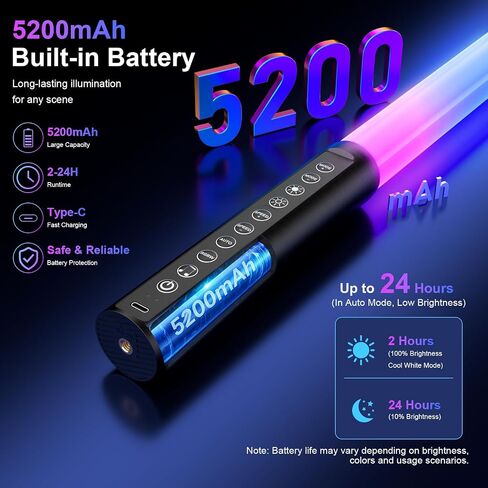 4 Pack RGB Tube Lights with Tripod Stand, 4FT LED Video Light Bar, Music Sync, 5200mAh Rechargeable Battery, App & Remote Control, Dimmable RGB Photography Lighting for Streaming, DJ, Party in Kuwait