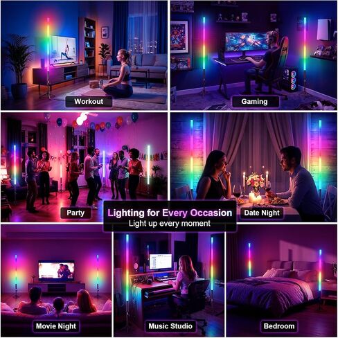 4 Pack RGB Tube Lights with Tripod Stand, 4FT LED Video Light Bar, Music Sync, 5200mAh Rechargeable Battery, App & Remote Control, Dimmable RGB Photography Lighting for Streaming, DJ, Party in Kuwait