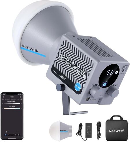 NEEWER 60W Portable RGB LED Video Light Handheld Fill Light, APP/2.4G/Panel Control 18 Scenes 8700Lux/1m 2700-6500K CRI97+ Dimmable COB Continuous Output Lighting for Video Recording Streaming, HS60C in Kuwait