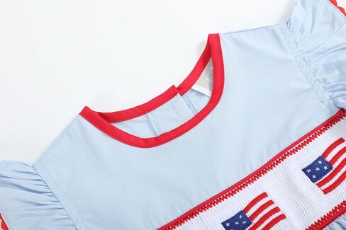 Lil cactus Baby and Girls USA 4th of July Smocked Bishop Dress in Kuwait