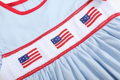 Lil cactus Baby and Girls USA 4th of July Smocked Bishop Dress in Kuwait