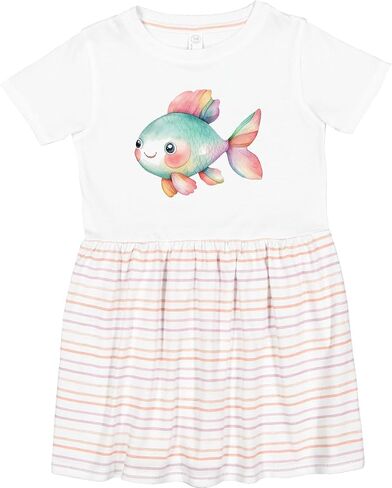 inktastic Cute Rainbow Fish Toddler Dress in Kuwait
