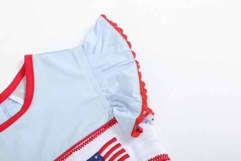 Lil cactus Baby and Girls USA 4th of July Smocked Bishop Dress in Kuwait