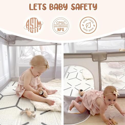 ZEEBABA Baby Playpen with Mat, Playpen for Babies and Toddlers, 47inch Mat | Small Baby Play Pens, Play Yard for Infants with Play Mat, 47x47inch Playard with Gate in Kuwait