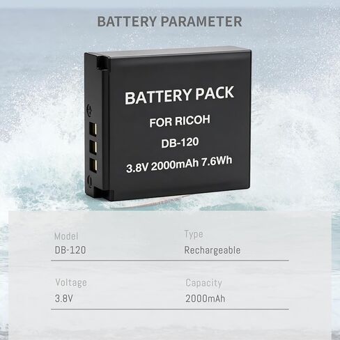 DB-120 2-Pack Battery and Dual Charger Compatible for Ricoh GR IV GRIV GR4 | Upgrade 2000mah Rechargeable Battery for Ricoh GR IV Accessories with Quick LED USB Charger in Kuwait