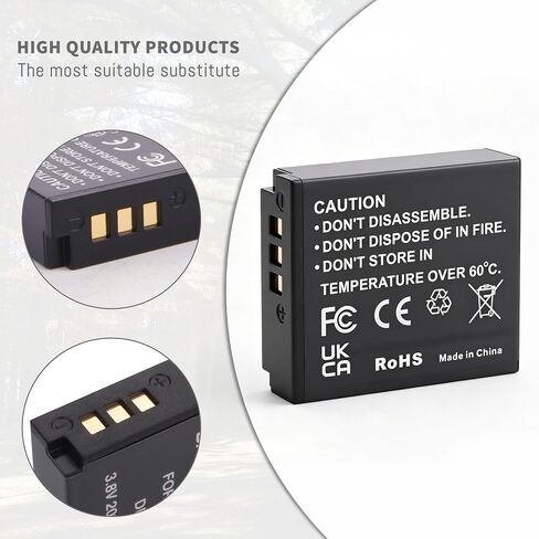 DB-120 2-Pack Battery and Dual Charger Compatible for Ricoh GR IV GRIV GR4 | Upgrade 2000mah Rechargeable Battery for Ricoh GR IV Accessories with Quick LED USB Charger in Kuwait