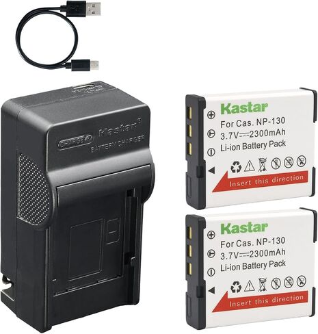Kastar 2-Pack Battery and AC & USB-C Charger Compatible with Casio NP-130 NP-130A NP-130DBA BC-130L for Exilim EX-ZR100 EX-ZR300 EX-ZR1000 EX-ZR2000 EX-ZR5000 EX-10 EX-100 in Kuwait