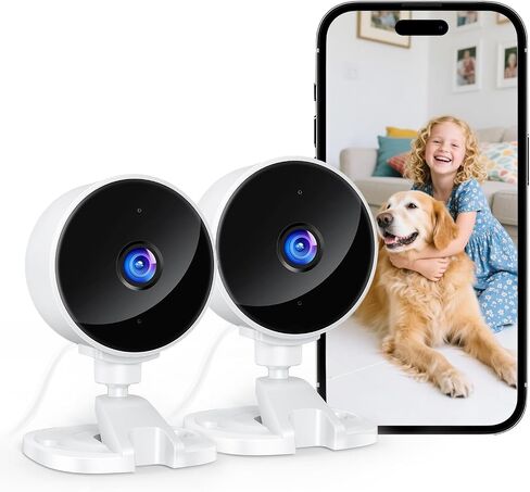 YOTON Indoor Security Camera for Baby Monitor, Home & Pets, 2.4GHz WiFi with Motion Detection, Night Vision, 2-Way Audio, Works with Alexa & Google Home, Local Storage or Optional Cloud, WS01 in Kuwait