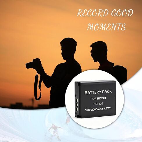 DB-120 2-Pack Battery and Dual Charger Compatible for Ricoh GR IV GRIV GR4 | Upgrade 2000mah Rechargeable Battery for Ricoh GR IV Accessories with Quick LED USB Charger in Kuwait