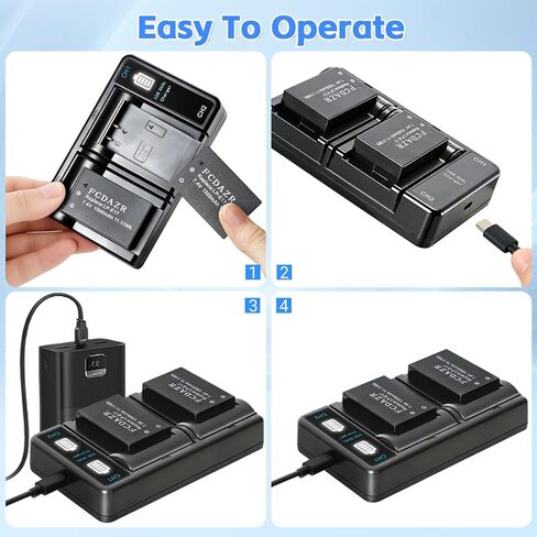 LP-E17 Battery(2-Pack) and Dual Charger | For Canon EOS R100 R8 R50 RP R10, Rebel T8i T7i T6i T6s,Powershot V1 SL2 SL3 EOS M3 M5 M6, EOS 200D 250D 77D 750D Cameras in Kuwait