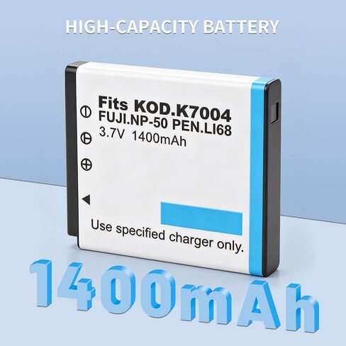 2Pack NP-50 Battery and LCD USB Charger for Fujifilm NP-50 BC-50 BC-45W | for Fuji FinePix F200EXR F75EXR F70EXR F100fd F60fd F50fd XF1 XP100 XP150 XP170 X20 F605EXR F660EXR F775EXR F900EXR Cameras in Kuwait