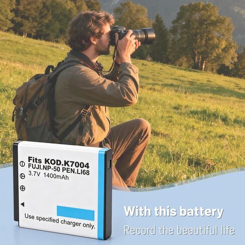 2Pack NP-50 Battery and LCD USB Charger for Fujifilm NP-50 BC-50 BC-45W | for Fuji FinePix F200EXR F75EXR F70EXR F100fd F60fd F50fd XF1 XP100 XP150 XP170 X20 F605EXR F660EXR F775EXR F900EXR Cameras in Kuwait