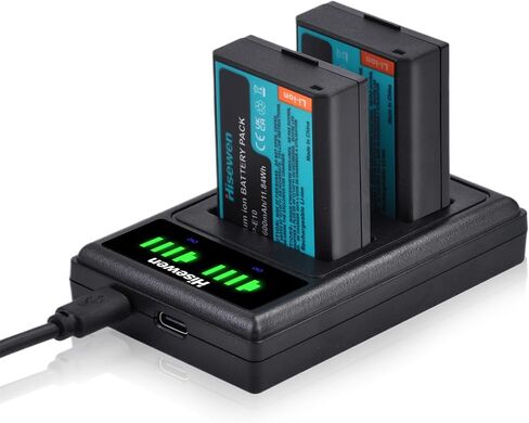 LP-E10 Battery 2-Pack 1600mAh with USB-C Charging Port for Canon EOS Rebel T3, T5, T6, T7, T100, Kiss X50, Kiss X70, T100, EOS 1100D, 1200D, 1300D, 2000D, 1500D, 3000D, 4000D Cameras in Kuwait