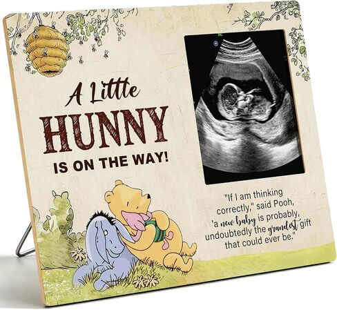 Winnie The Pooh Picture Frame Sign, A Little Hunny Is On The Way Keepsake picture frame for New Baby, baby Shower Sign & Decor, Gifts for Gender Reveal, gender reveal Decorations for Boy and Girl-6 in Kuwait