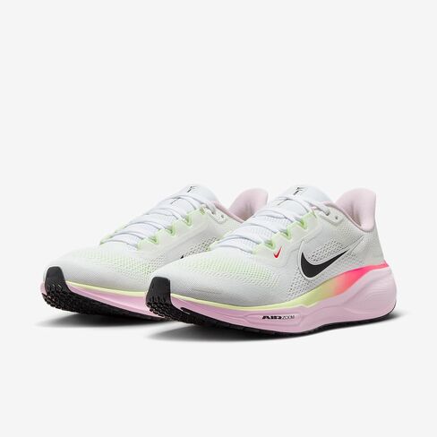 Nike Pegasus 41 Women's Road Running Shoes (IB4377-100, White/Pink Foam/Bright Crimson/Black) Size 10 in Kuwait