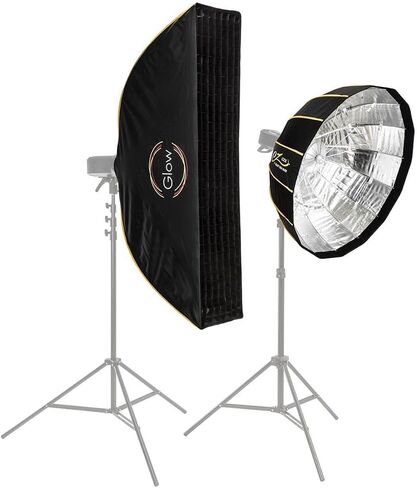 Glow EZ Lock Beauty Dish Softbox Portrait Kit Includes 34" Collapsible Silver Beauty Dish Softbox and 12x56 Quick Strip Bowens Mount Softbox, Kit to Create Beauty Portrait Photography in Kuwait