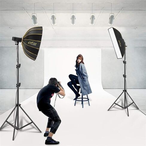 Glow EZ Lock Beauty Dish Softbox Portrait Kit Includes 34" Collapsible Silver Beauty Dish Softbox and 12x56 Quick Strip Bowens Mount Softbox, Kit to Create Beauty Portrait Photography in Kuwait