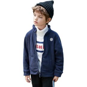 Boys' Fleece Jacket Warm and Plush Inner Lining Lightweight Breathable Blue Winter and Fall Outerwear for Boys