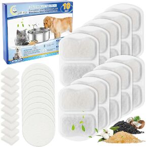Cunina Dog Water Filter Replacement, 10 Set Dog Water Bowl Filters, Pet Water Filter Compatible with oneisall 7L/230oz/1.8G Stainless Steel Dog Water Fountain