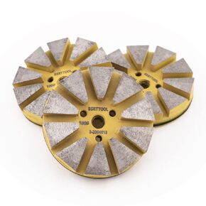 3Pcs 3inch Metal Diamond Floor Polishing Pads - Dry or Wet Sanding Tile Stone Marble Concrete Granite Ceramics Glass (100Grit)
