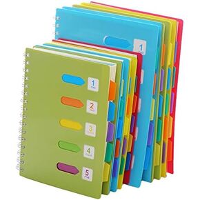 Chris.W 5-Subject Notebook with Dividers Index Tabs, Small Spiral Wirebound Ruled Notebooks for Women Students Teens Office School, 240 Pages Lined Paper, Blue-A5 Size(5.7x8.27inch)