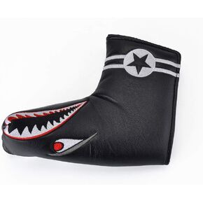 1PC Golf Club Blade Putter Head Cover Magnetic Closure Shark Funny Cartoon Animal Pattern Synthetic Leather Putters Headcover for Male/Female Golfers