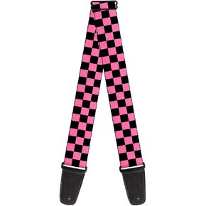 Buckle-Down Guitar Strap Checker Black Pink 2 Inches Wide (Model: GS-W20302)