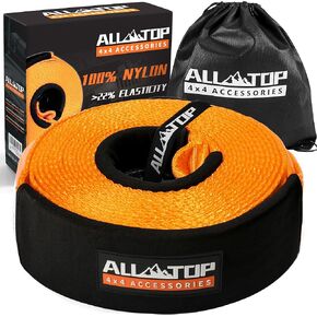 ALL-TOP Recovery Snatch Strap, 3in x 30ft - 35000Lbs, Heavy Duty 100% Nylon Kinetic Towing Recovery Strap with 22% Elongation & Reinforced Loops