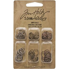 Tim Holtz Idea-ology Metal Jump Rings, 75 Rings per Pack, 36 of the 5/16 Inch and 39 of the 3/8 Inch, Antique Finishes, TH92726
