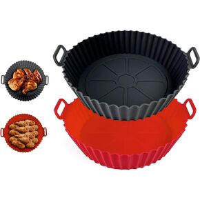 Reusable Silicone Air Fryer Basket Liners, 2 Pack, Kitchen Small appliances Accessories Liner For Instant Baking Accessories, Compatible Trays Ninja And Other Oven AirFryer Bowl Tray (Round) in Saudi Arabia