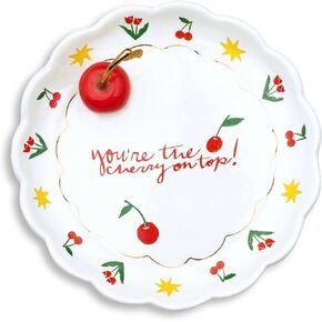 ban.do Novelty Trinket Tray, Ceramic Jewelry Dish, Small Decorative Tray for Keys or Decor, Cute Catchall Tray, Cherry on Top