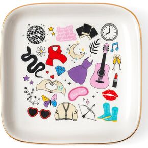 Music Theme Ring Dish - Music Fans Ceramic Jewelry Tray Friendship Birthday Gift, Singer Sweet Trinket Rings Earrings Necklaces Decorative Dish for Girls Female Woman Mom Sister Friends