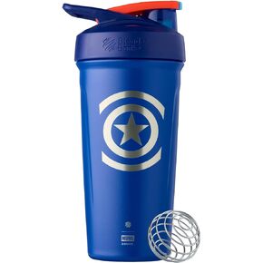 زجاجة مياه من الفولاذ المقاوم للصدأ معزولة من BlenderBottle Justice League Strada Shaker مع خفاقة سلكية، 24 أونصة، باتمان