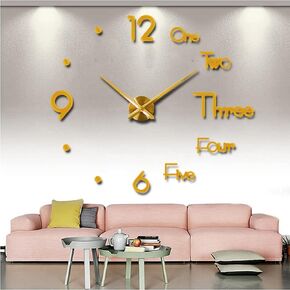 FASHION in THE CITY Large 3D Frameless Wall Clock Stickers DIY Wall Decoration for Living Room Bedroom Office (Black)