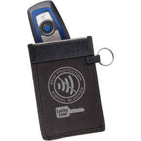 محفظة Lucky Line RFID لحجب إشارة المفاتيح مع لاصق وفيلكرو، مفتاح تخزين مضاد للسرقة، مفتاح FOB موفر للبطارية، حماية لهوية بطاقة الائتمان (91801)